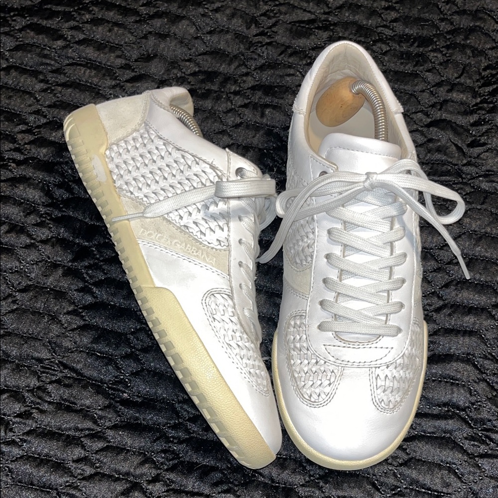 Dolce & Gabbana White Woven Sneakers